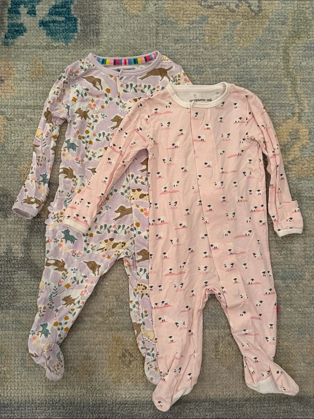 Magnetic Me 0/3m bundle -Pink & Lavender Animal Print Footed One-Pieces (2-Pack)